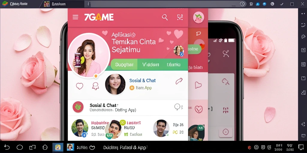 Screenshot utama 7GAME menampilkan antarmuka yang menarik dan berfungsi untuk aplikasi Dating App.