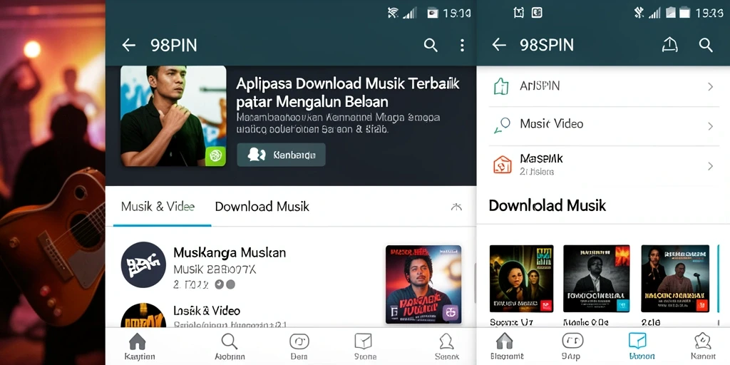 Antarmuka aplikasi 98SPIN yang simpel dan efektif untuk Download Musik.